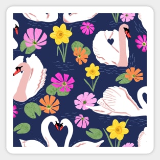 Swans in spring time Sticker